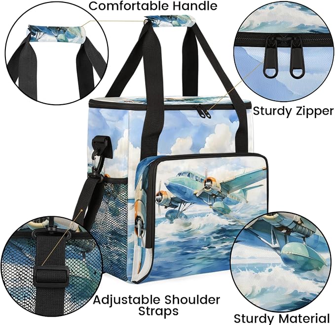 Aircraft Pattern Coffee Maker Carring Bag, Large Insulated Storage Organizer - Image 6