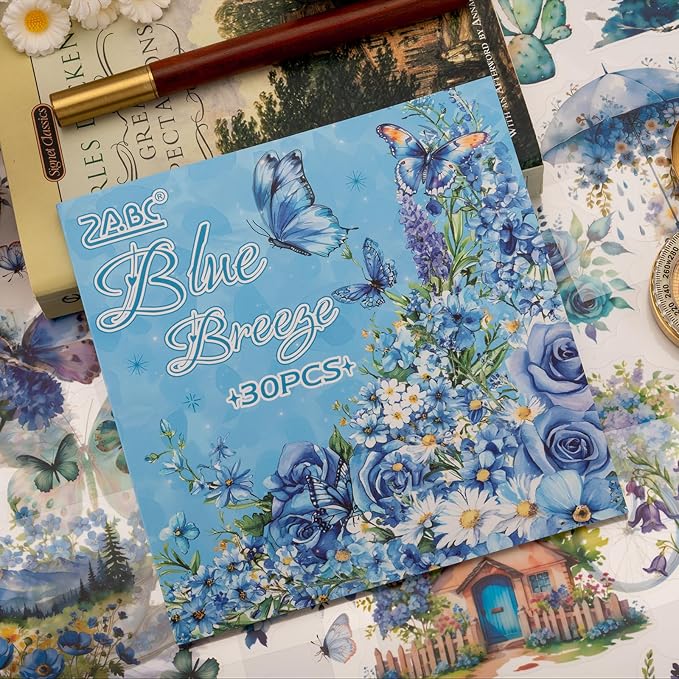 Blue Butterfly Garden Theme Sticker Scrapbooking Supplies - Image 4