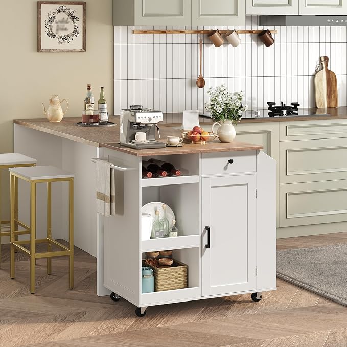 MAHANCRIS Kitchen Island with Power Outlet, Kitchen Storage Island with Drawer - Image 4