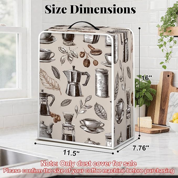BVBOX Coffee Maker Cover, Durable Dustproof Lightweight Polyester Cotton Blend - Image 2