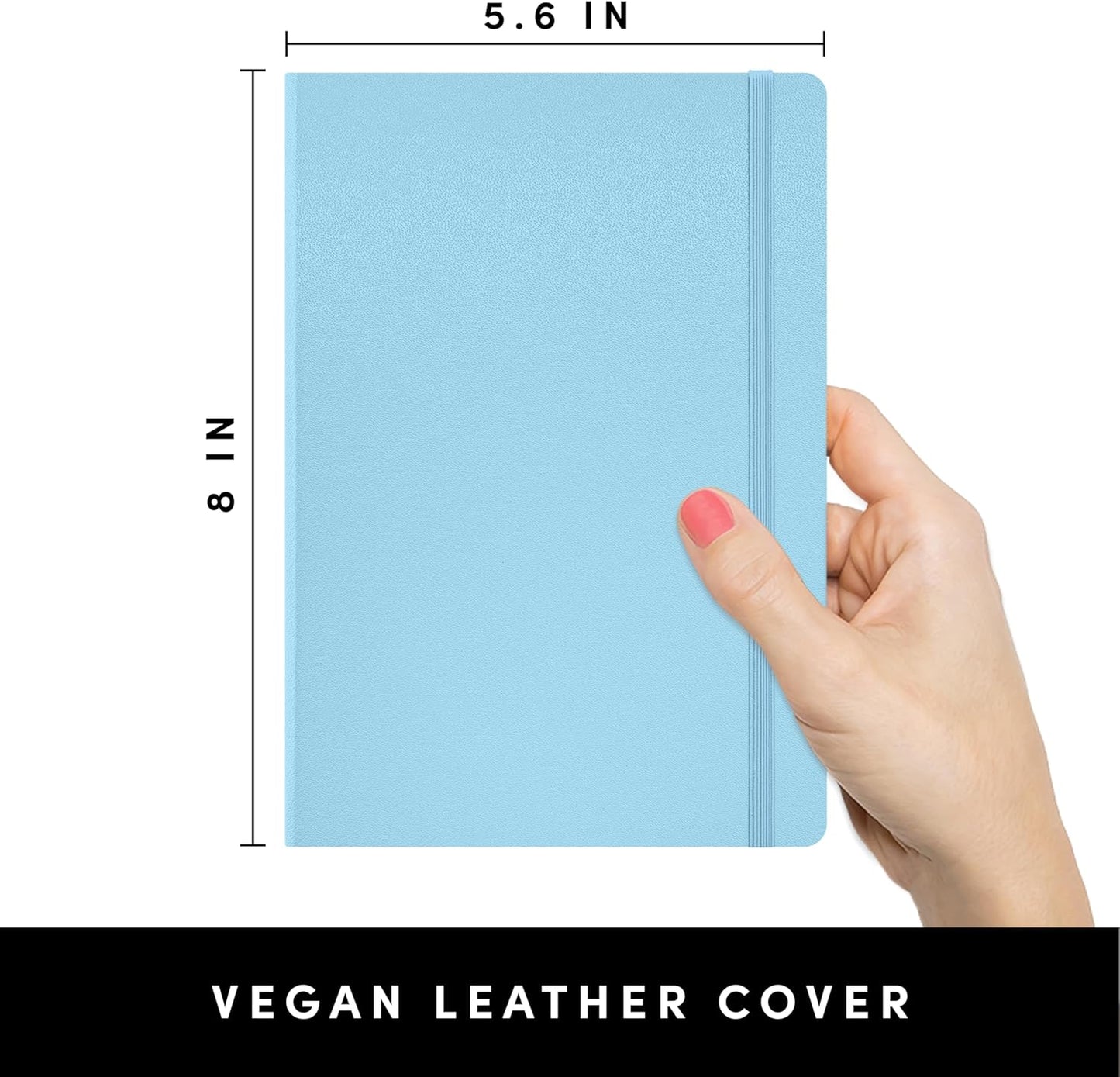 PAPERAGE Blank Journal Notebook, (Light Blue), 160 Pages, Medium 5.6 in x 8 in - 100 GSM Thick Paper – Hardcover Journaling Notebook for Work, School, Note Taking or Sketching