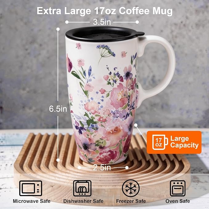 Topadorn Porcelain 17oz Ceramic Travel Mug - Image 5