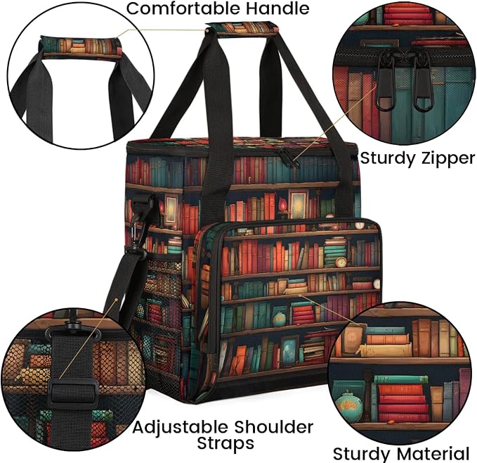 Bookshelf Coffee Maker Carring Bag, Large Insulated Storage Organizer Case Tote - Image 6