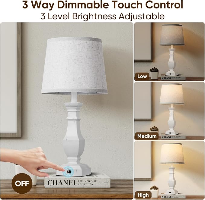 ROTTOGOON Dimmable Table Lamps Set of 2, Rustic Farmhouse Table Lamps - Image 2