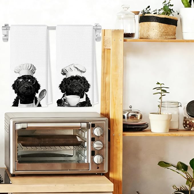 Funny Cockapoo Kitchen Towels Set of 2, Dog Kitchen Bar Accessories, Dog Chef - Image 3