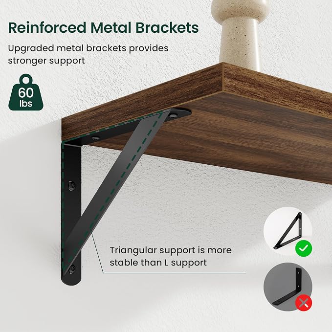 Floating Shelves 8 Inch Deep, 36W x 8D Wall Shelf Set of 2, 60 lbs Heavy Duty - Image 5