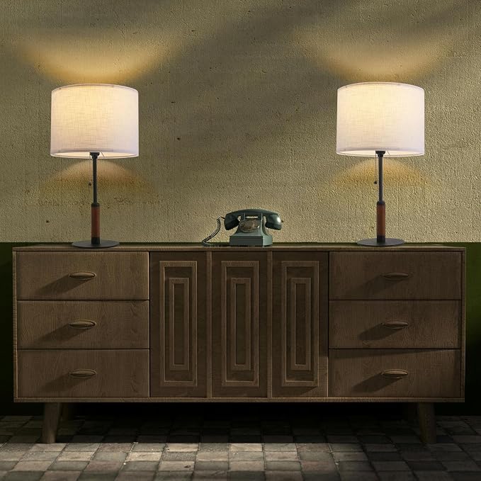 21" Set of 2 Modern Table Lamp Bedside Lamps - Image 6