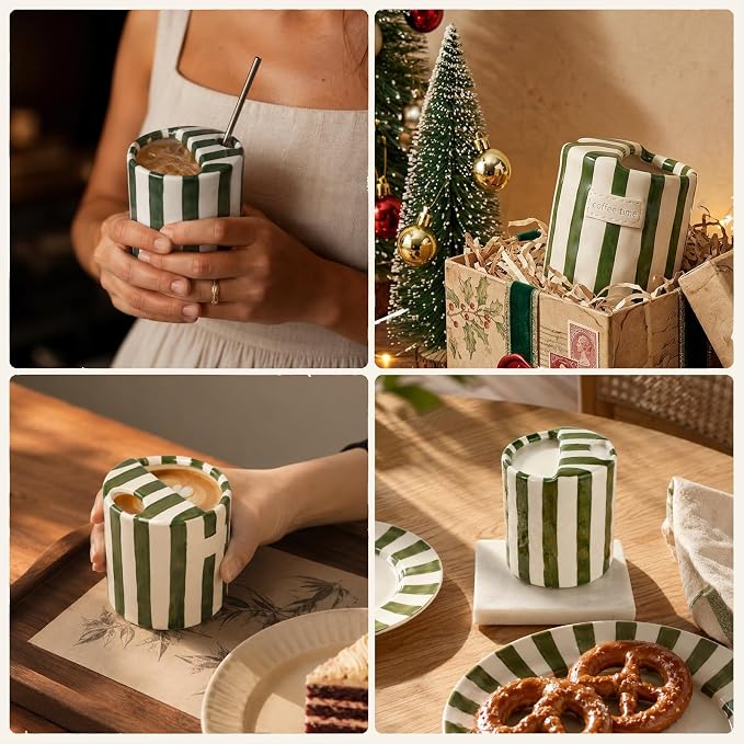 Ceramic Coffee Mug with Sip Hole Espresso Cup 10oz with Straws and Sleeve | - Image 6
