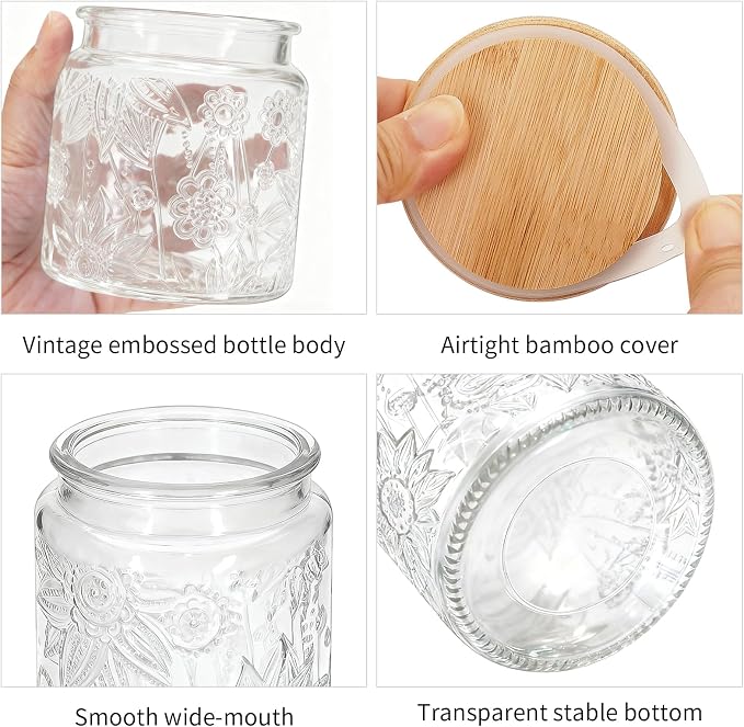 1Pc 17oz Sunflower Style Vintage Glass Candy Jar - Image 3