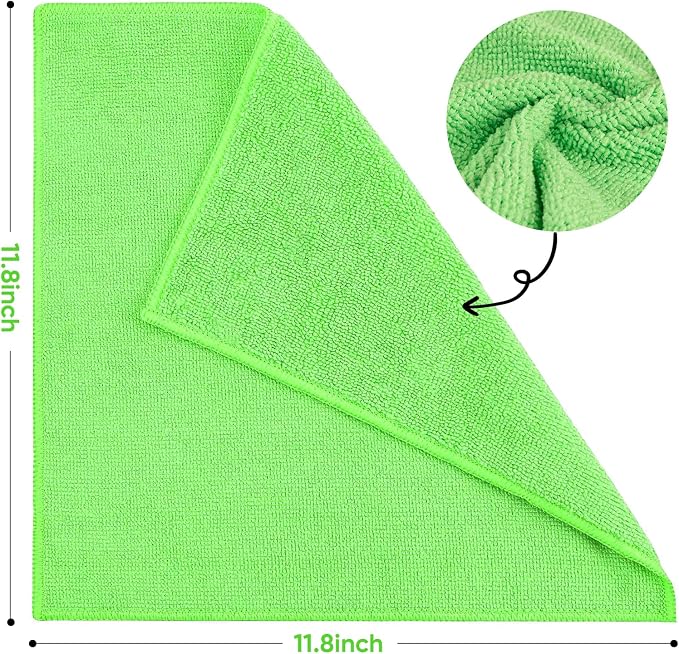 TEAWOO 10 PCS Green Microfiber Cleaning Cloths, Highly Absorbent Microfiber - Image 2