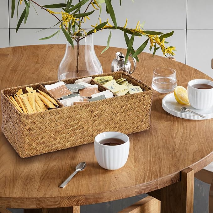 ELLDOO Woven Seagrass Wicker Rattan Storage Basket, Large Capacity Coffee Pod - Image 6