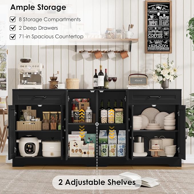 BOTLOG 71” Large Sideboard Buffet Cabinet - Image 4