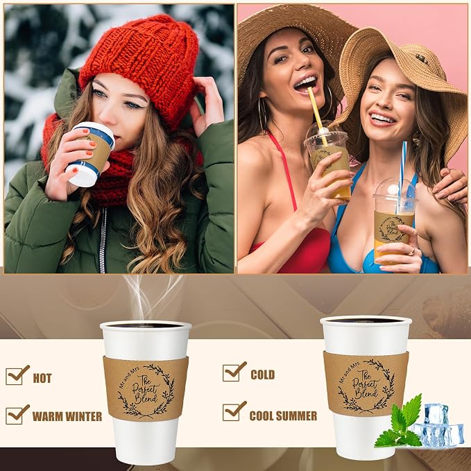 Jingmore 200 Pcs Wedding Coffee Sleeves The Perfect Blend Custom Kraft Paper - Image 6