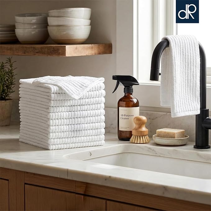 DecorRack 10 Pack 100% Cotton Cleaning Dish Towels - Image 6