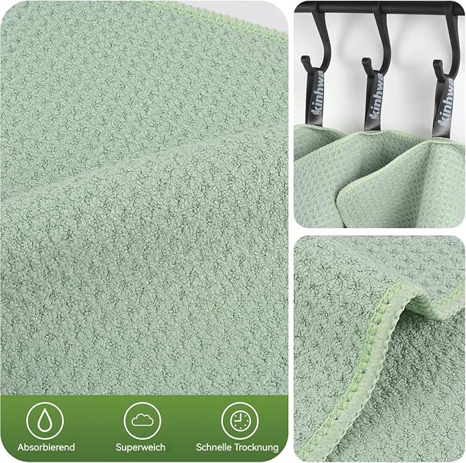 KinHwa Reusable Microfiber Cleaning Cloth, Lint Free Quick Dry Absorbent Dish - Image 3