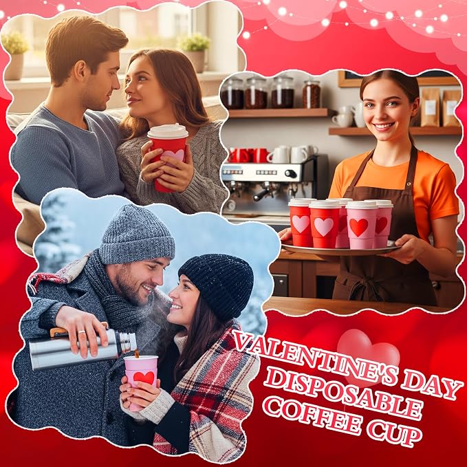 24 Set Valentine's Day Disposable Coffee Cups - Image 6