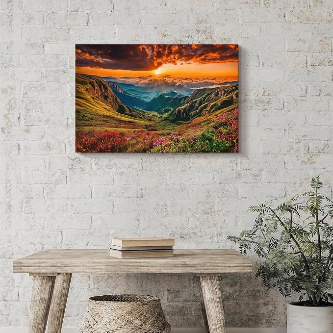 Sunrise Mountain Wall Art Great Smoky Mountain Canvas Prints Photo Living Room - Image 4