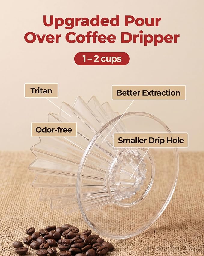 Pour Over Coffee Dripper with 40 Paper Filters, Coffee Filter Cup, Manual Drip - Image 3
