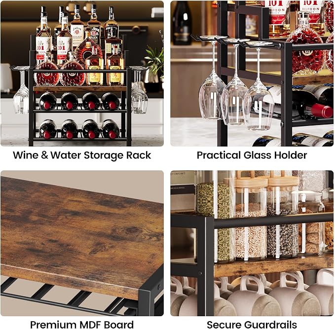 5-Tier Liquor Bottle Display Shelf, Holds up to 20 Bottles, Countertop Wine - Image 6