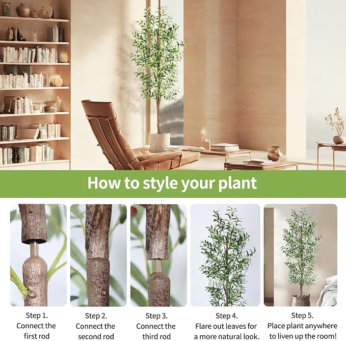 Artificial Olive Tree, 6FT Tall Faux Olive Trees 72in Outdoor Fake Potted Silk - Image 5