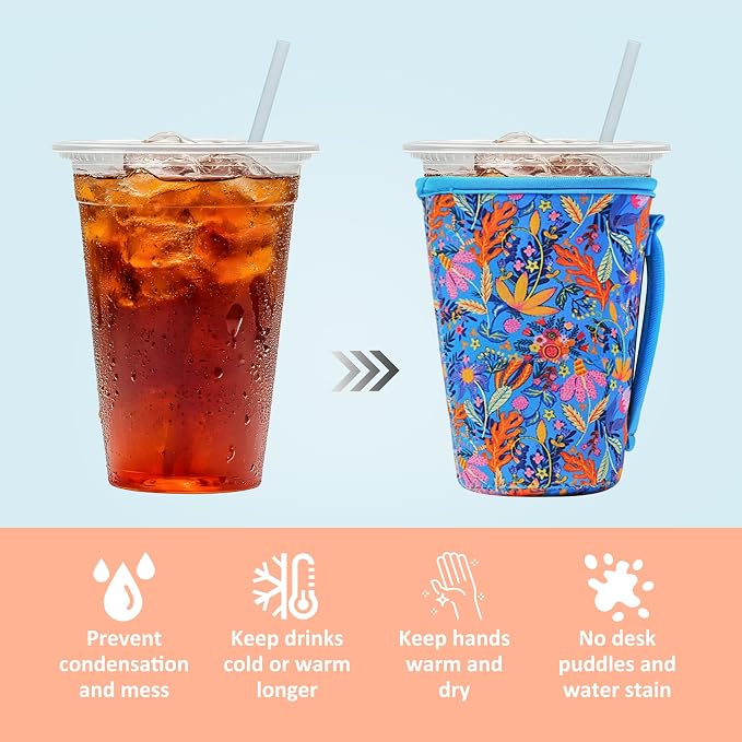 KJQJLY 4 Pack Iced Coffee Sleeve, reusable Neoprene Cup Sleeves Suitable - Image 4