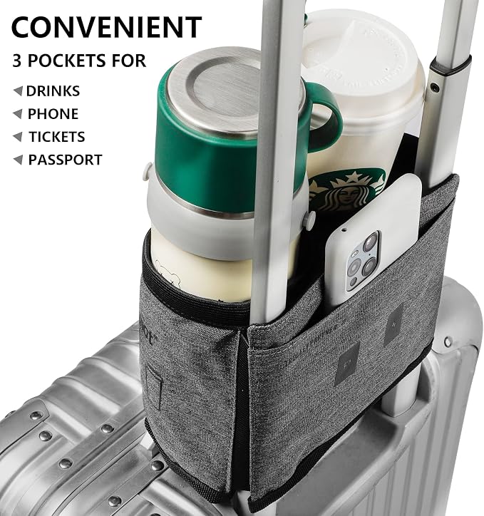 riemot Luggage Travel Cup Holder Free Hand Drink Carrier - Image 3
