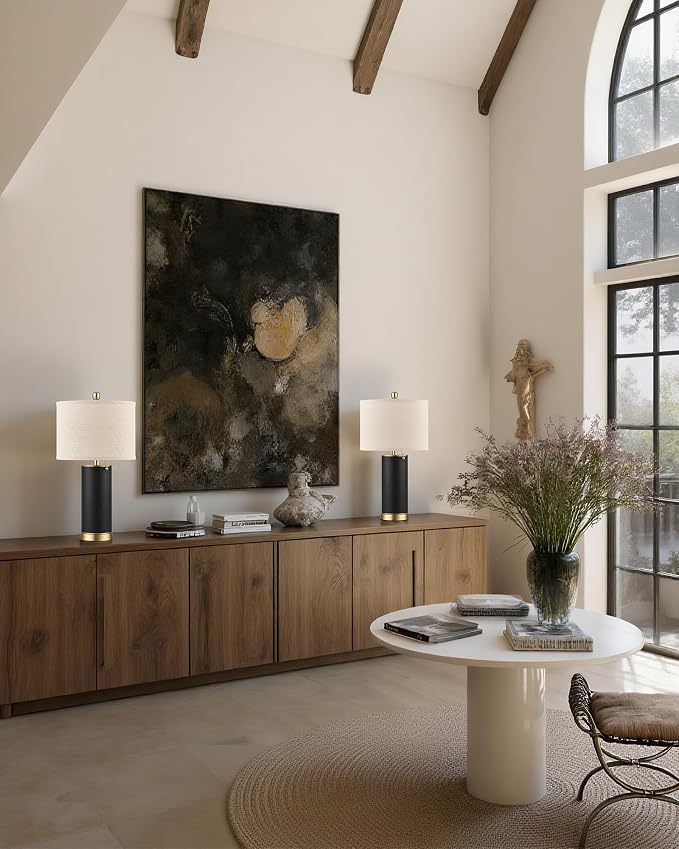 KDG 23.4" Black PU Leather Table Lamps - Image 9