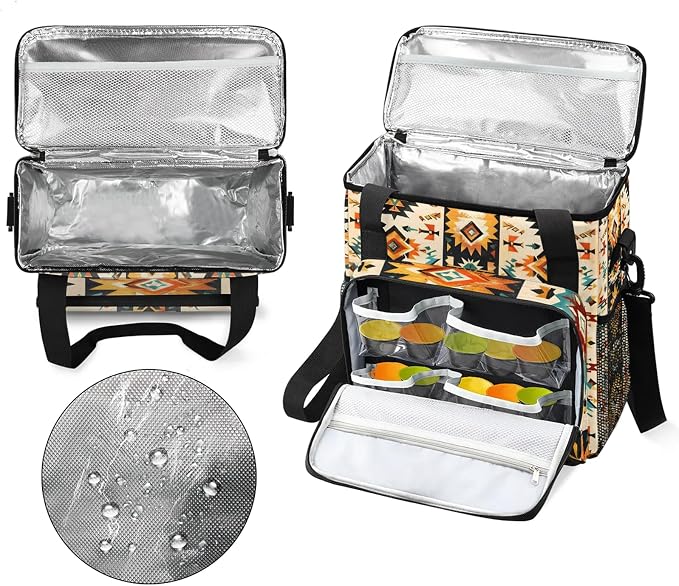 Boho Aztec Western Coffee Maker Carring Bag, Large Insulated Storage Organizer - Image 3