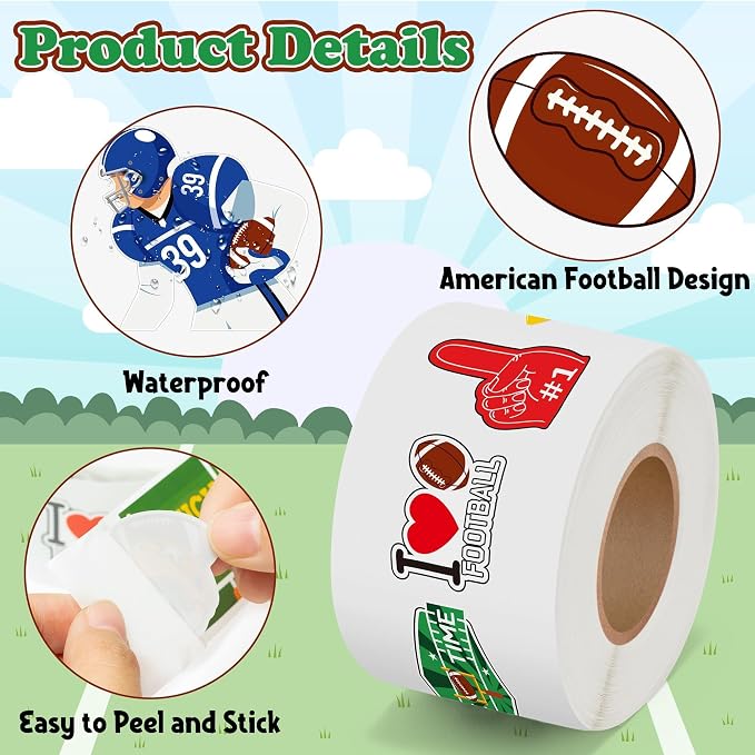Haooryx American Football Sticker Roll, Self Adhesive, Waterproof Vinyl - Image 3