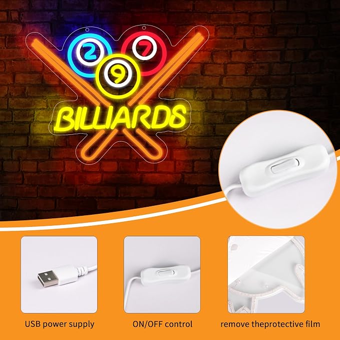 Billiards Neon Sign for Wall Decor Bright Led Neon Light for Business Sign - Image 3