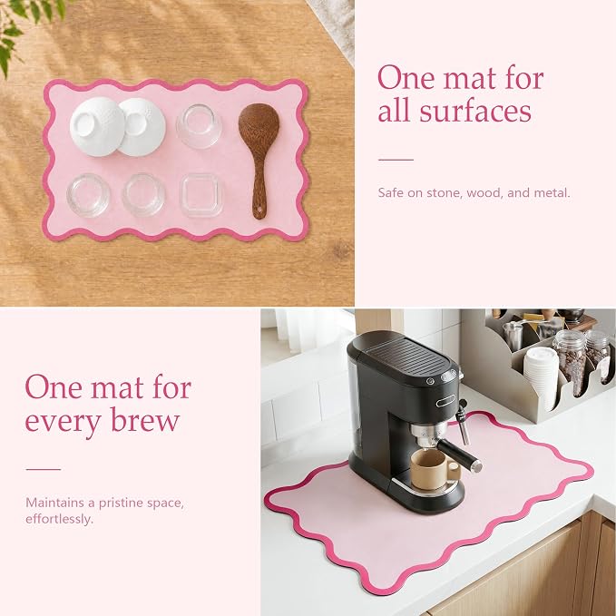 Scalloped Dish Drying Mat for Kitchen Counter, Absorbent Easy Clean Non-slip - Image 4