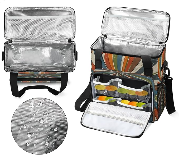 Vintage Pattern Coffee Maker Carring Bag, Large Insulated Storage Organizer - Image 3