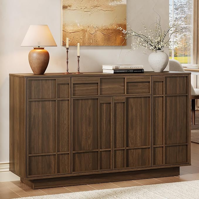 55" Buffet Cabinet with Storage Drawer, Sideboard Buffet Cabinet with Built-in by ONBRILL