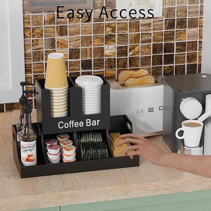 Coffee Station Organizer, Wooden Coffee Bar Organizer - Image 4