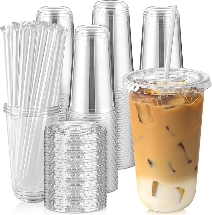 [100 Sets - 18oz Round Bottom Clear Plastic Cups by Jycnolm