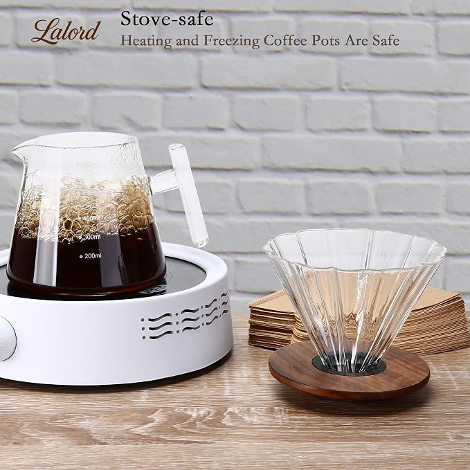 Lalord Pour Over Coffee Maker, 20 oz Borosilicate Glass Set - Image 5