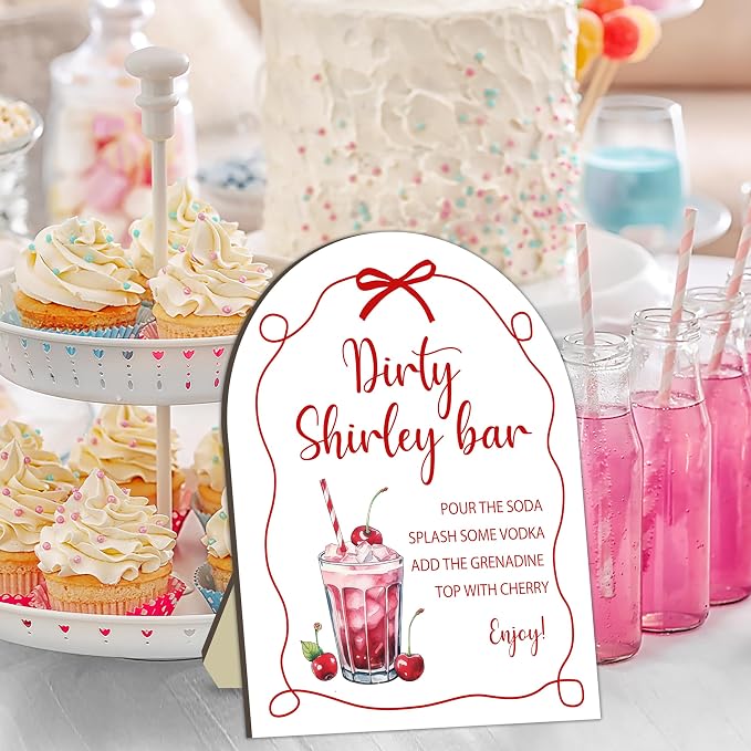 Red Bow Baby Shower Bar Signs, Baby Shower Welcome Wooden Sign, Bow Table Decor - Image 3