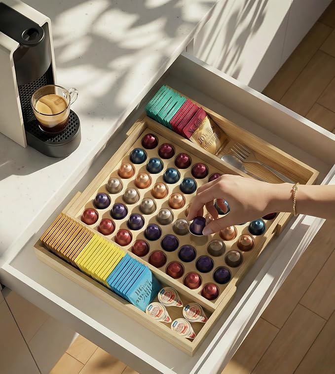 Bamboo Coffee Pod Holder Compatible - Image 2