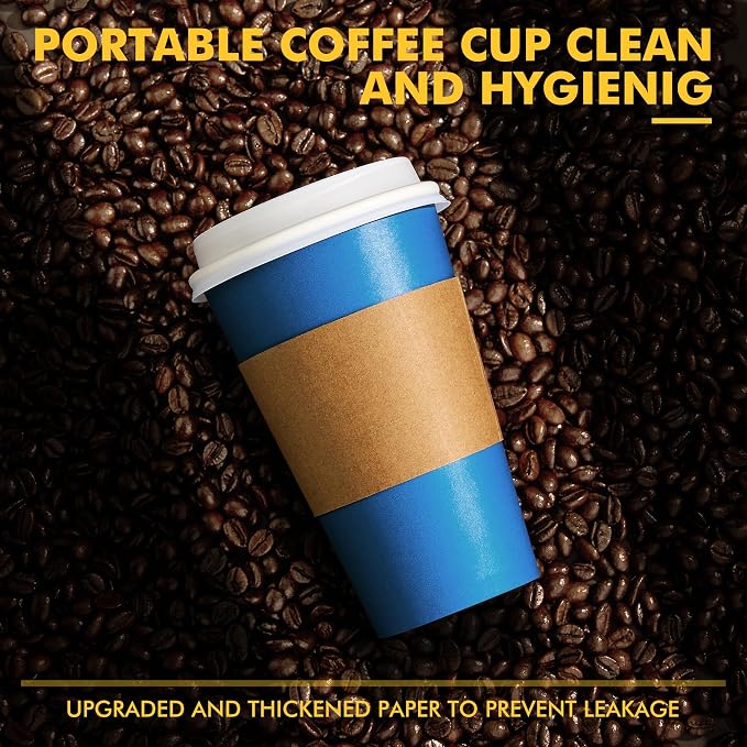 RACETOP 16 oz Paper Coffee Cups, 100 Pack Disposable Coffee Cups - Image 9