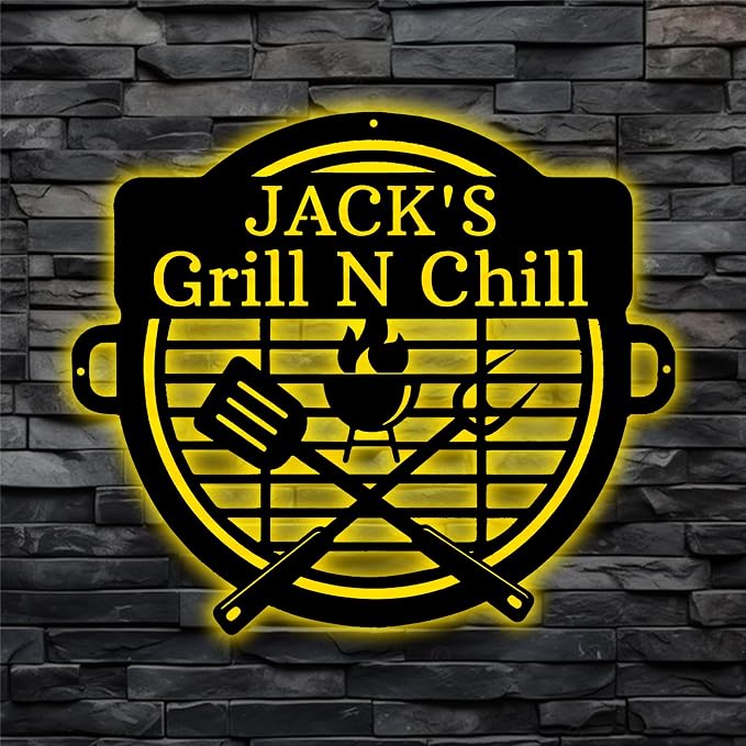 Personalized Grill N Chill Metal Wall Art by HAQCO-Ourproductsaredesignedtogobeyondordinarydecorativeitemsprovidingacaptivatingvisualexperienceandelevatingtheoverallbeautyofyourroom