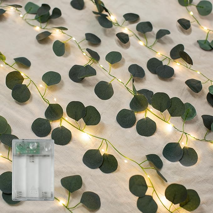Vine with Fairy Lights, 2 Pack 40 LEDs Vine Lights Eucalyptus Battery Operated by NWLIGHT