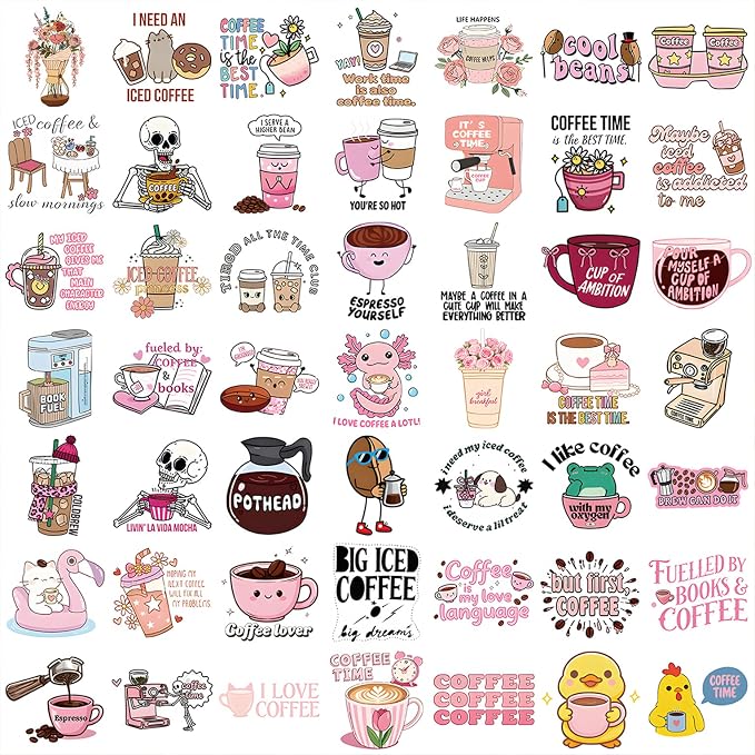 100PCS Coffee Stickers – Cute Coffee Vinyl Stickers - Image 2