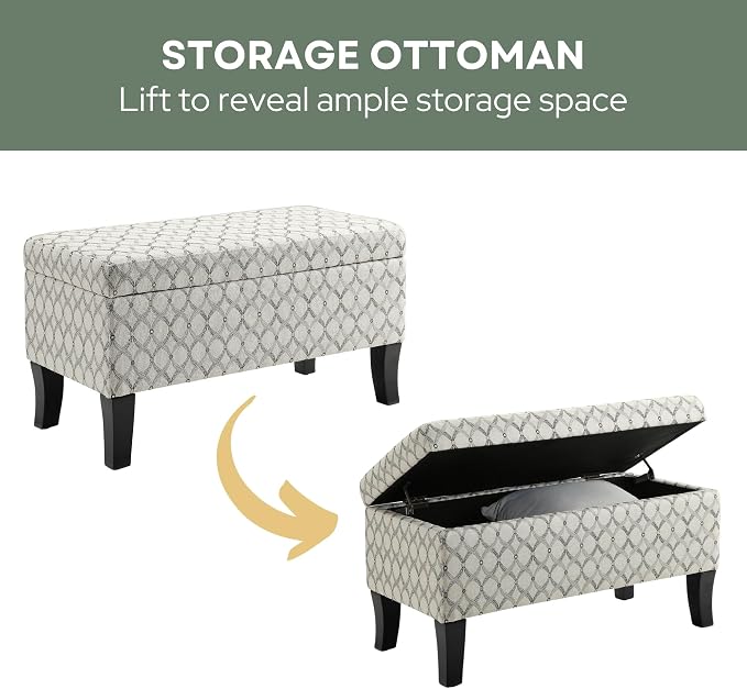 Convenience Concepts Designs4Comfort Winslow Storage Ottoman Bench 32" - Image 8
