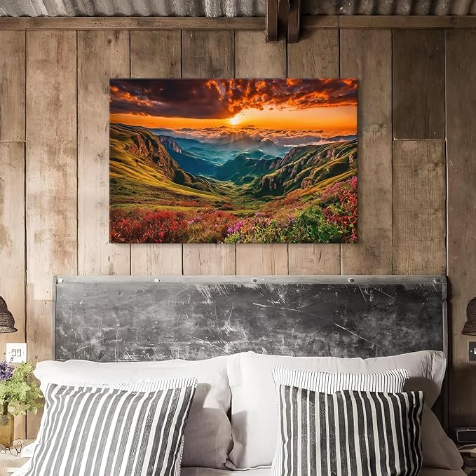 EFONTGSNB Great Smoky Mountain Canvas Wall Art Sunrise Forest Landscape Decor - Image 6