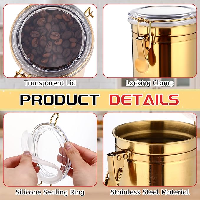6 Pcs Stainless Steel Food Storage Containers Set Airtight Kitchen Canisters - Image 3