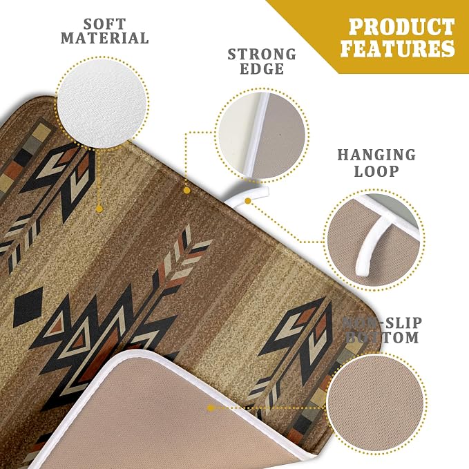 Giwawa 16"x18" Southwestern Dish Drying Mat Rustic Brown Tribal Ethnic Small - Image 4