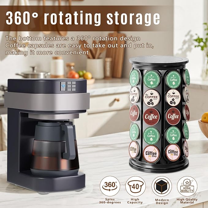 K Cup Holder, Coffee Pod Storage Carousel Holder Organizer Compatible - Image 3