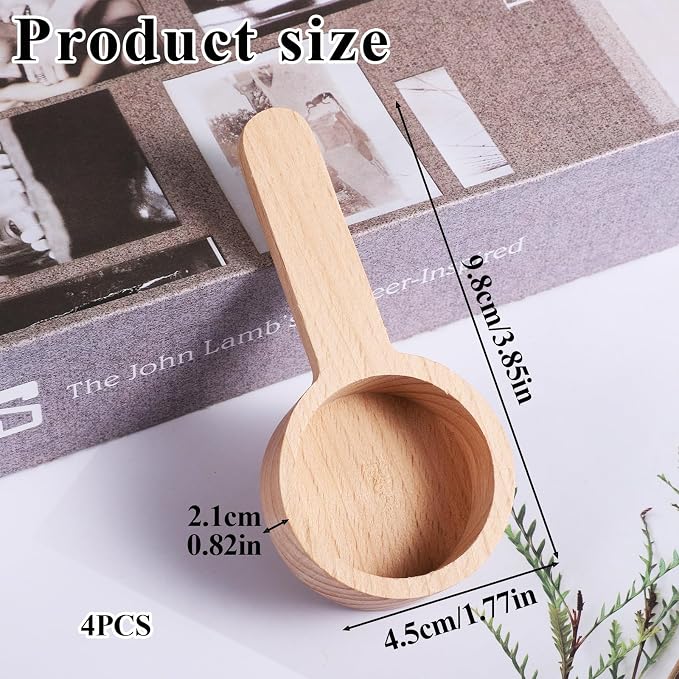 4 PCS Wooden Measuring Spoons Coffee Wooden Scoop - Image 2