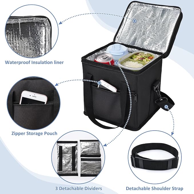 Reusable Drink Carrier with Handle, Tip-Resistant 4 Cup Insulated Bag, - Image 2