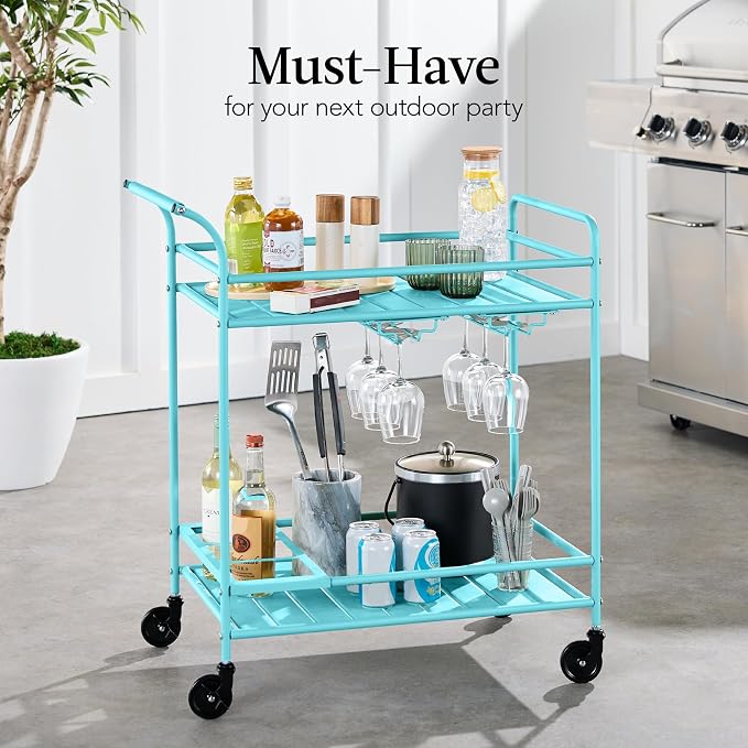 Best Choice Products Rolling Bar Cart, Mobile Home Bar Serving Cart, Serving - Image 3